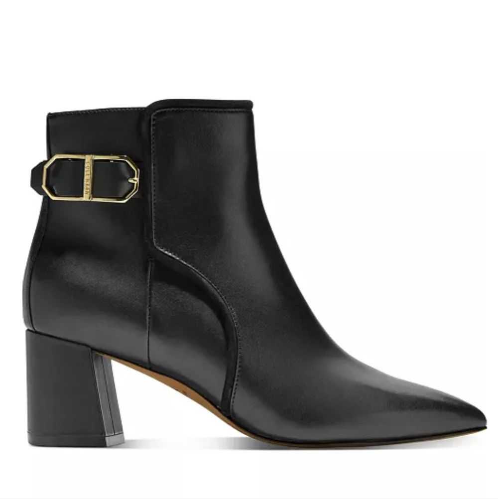 COLE HAAN Black Leather Ankle Dressy Booties Size 10